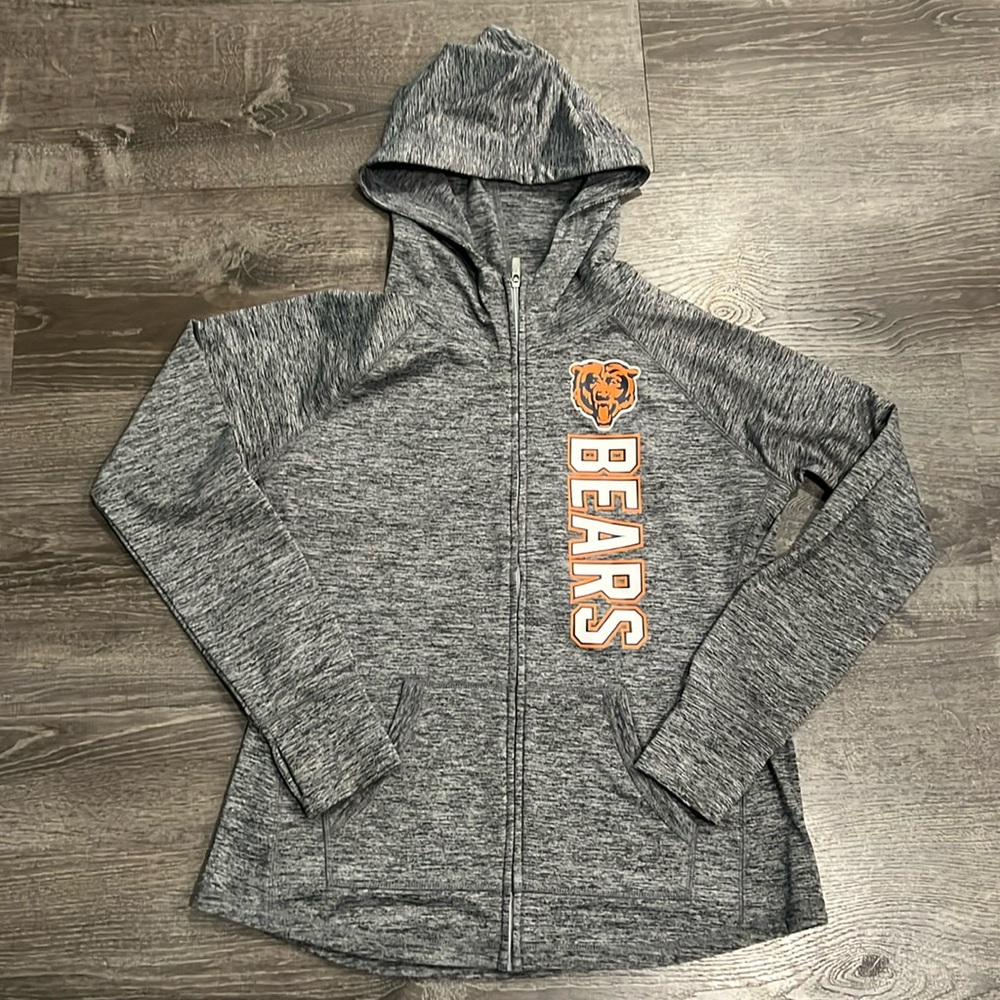 NFL Team Apparel Chicago Bears Full Zip Women’s Fitted Hoodie w/Vinyl Logo Large